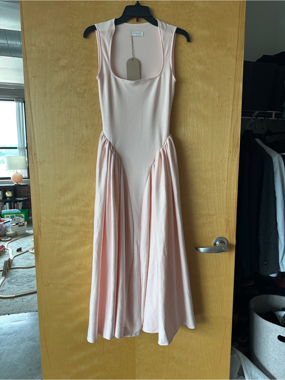 Meshki Sharon Scuba Jersey Midi Dress Ballet Pink, S - NWT